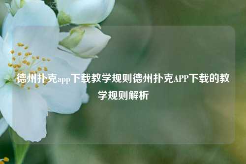 德州扑克app下载教学规则德州扑克APP下载的教学规则解析