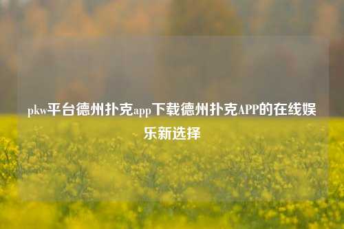 pkw平台德州扑克app下载德州扑克APP的在线娱乐新选择