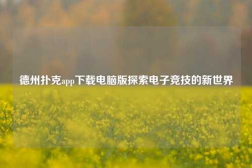 德州扑克app下载电脑版探索电子竞技的新世界