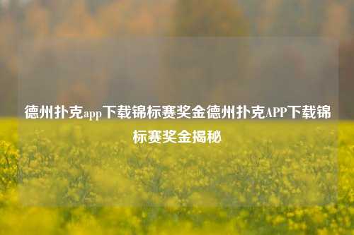 德州扑克app下载锦标赛奖金德州扑克APP下载锦标赛奖金揭秘