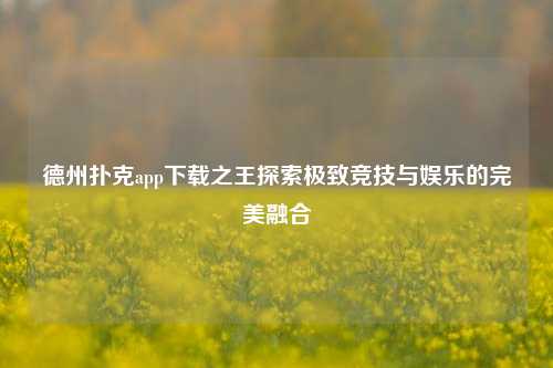 德州扑克app下载之王探索极致竞技与娱乐的完美融合