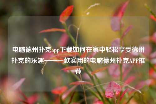 电脑德州扑克app下载如何在家中轻松享受德州扑克的乐趣——一款实用的电脑德州扑克APP推荐