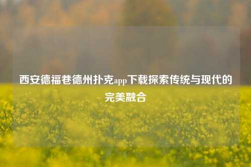 西安德福巷德州扑克app下载探索传统与现代的完美融合