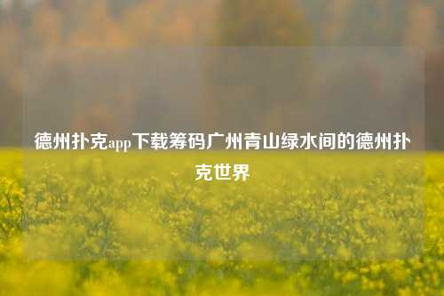德州扑克app下载筹码广州青山绿水间的德州扑克世界