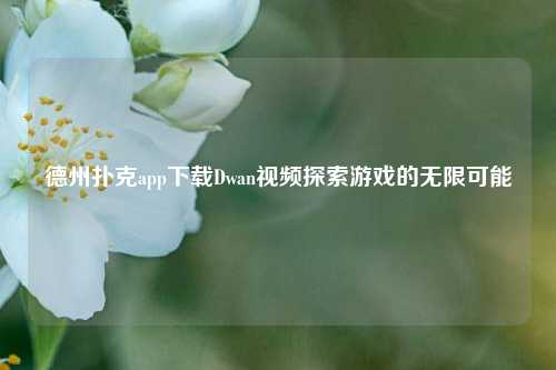 德州扑克app下载Dwan视频探索游戏的无限可能