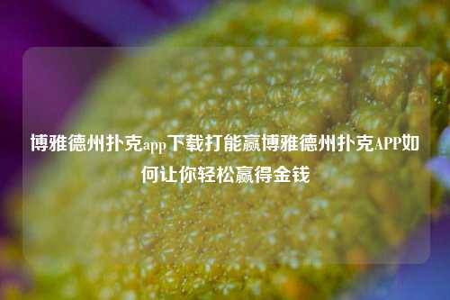 博雅德州扑克app下载打能赢博雅德州扑克APP如何让你轻松赢得金钱