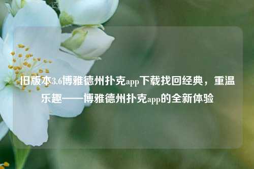 旧版本3.6博雅德州扑克app下载找回经典，重温乐趣——博雅德州扑克app的全新体验