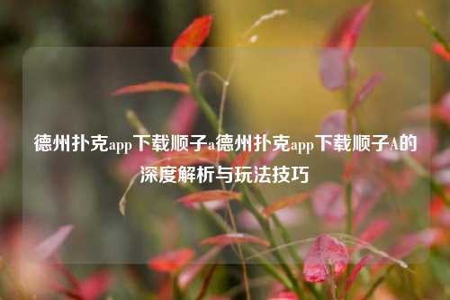 德州扑克app下载顺子a德州扑克app下载顺子A的深度解析与玩法技巧
