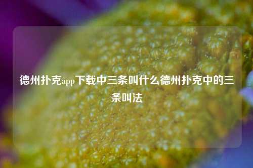德州扑克app下载中三条叫什么德州扑克中的三条叫法