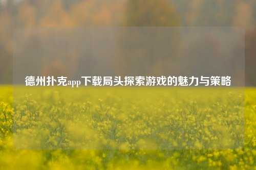 德州扑克app下载局头探索游戏的魅力与策略