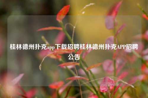 桂林德州扑克app下载招聘桂林德州扑克APP招聘公告