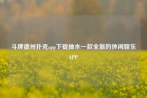 斗牌德州扑克app下载抽水一款全新的休闲娱乐APP