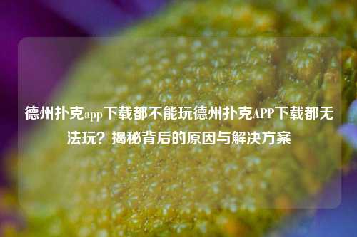 德州扑克app下载都不能玩德州扑克APP下载都无法玩？揭秘背后的原因与解决方案