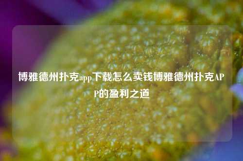 博雅德州扑克app下载怎么卖钱博雅德州扑克APP的盈利之道