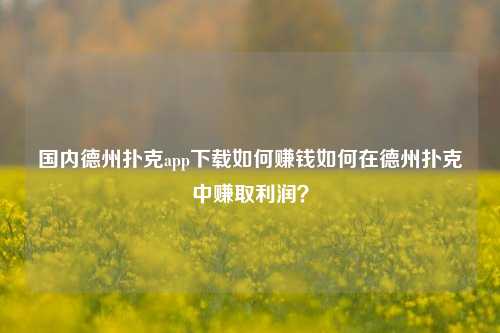 国内德州扑克app下载如何赚钱如何在德州扑克中赚取利润？