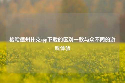 梭哈德州扑克app下载的区别一款与众不同的游戏体验