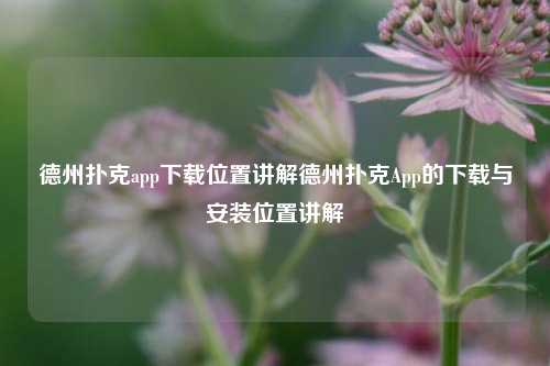 德州扑克app下载位置讲解德州扑克App的下载与安装位置讲解
