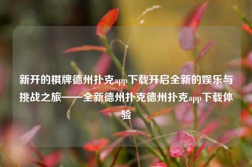 新开的棋牌德州扑克app下载开启全新的娱乐与挑战之旅——全新德州扑克德州扑克app下载体验