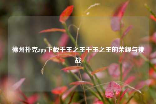 德州扑克app下载千王之王千王之王的荣耀与挑战