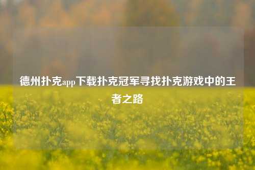 德州扑克app下载扑克冠军寻找扑克游戏中的王者之路