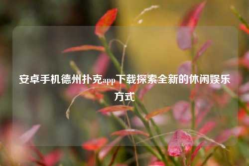 安卓手机德州扑克app下载探索全新的休闲娱乐方式