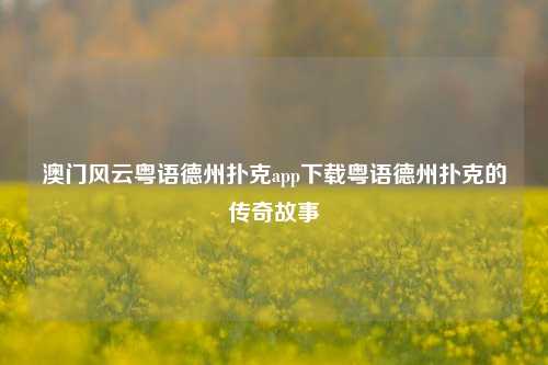 澳门风云粤语德州扑克app下载粤语德州扑克的传奇故事