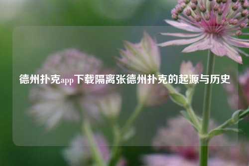 德州扑克app下载隔离张德州扑克的起源与历史