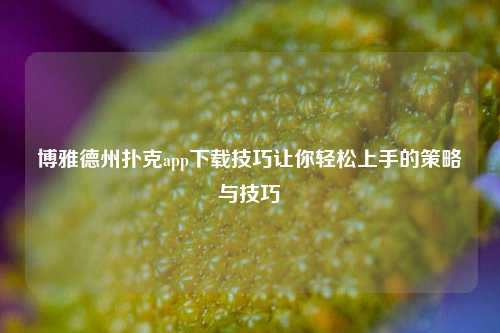 博雅德州扑克app下载技巧让你轻松上手的策略与技巧