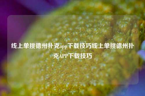 线上单挑德州扑克app下载技巧线上单挑德州扑克APP下载技巧