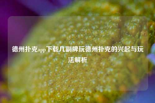 德州扑克app下载几副牌玩德州扑克的兴起与玩法解析