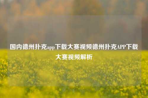 国内德州扑克app下载大赛视频德州扑克APP下载大赛视频解析