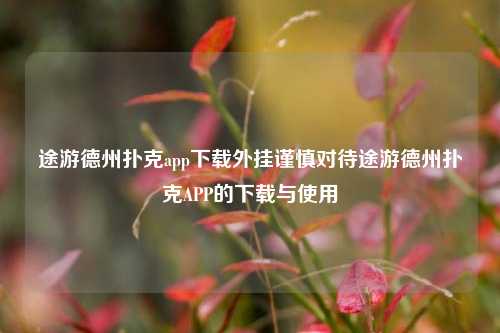 途游德州扑克app下载外挂谨慎对待途游德州扑克APP的下载与使用