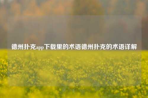 德州扑克app下载里的术语德州扑克的术语详解
