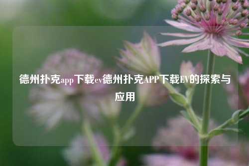 德州扑克app下载ev德州扑克APP下载EV的探索与应用