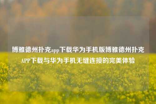 博雅德州扑克app下载华为手机版博雅德州扑克APP下载与华为手机无缝连接的完美体验