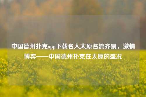 中国德州扑克app下载名人太原名流齐聚，激情博弈——中国德州扑克在太原的盛况
