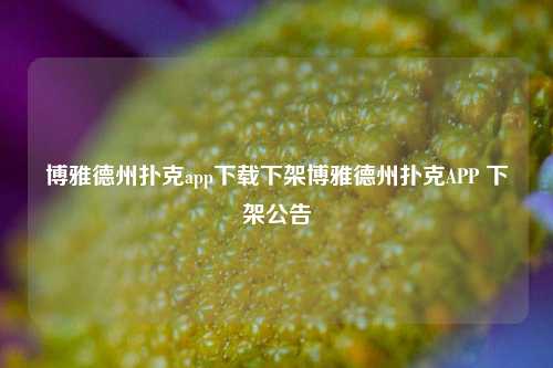 博雅德州扑克app下载下架博雅德州扑克APP 下架公告