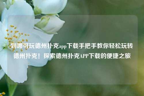 到哪可玩德州扑克app下载手把手教你轻松玩转德州扑克！探索德州扑克APP下载的便捷之旅