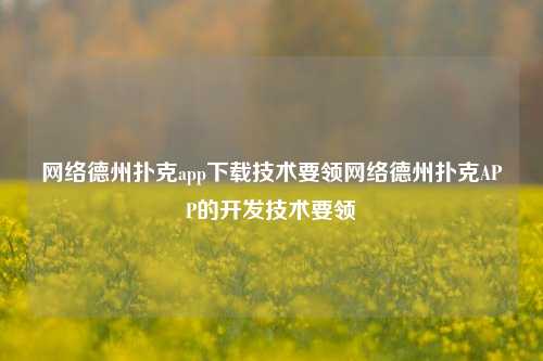网络德州扑克app下载技术要领网络德州扑克APP的开发技术要领