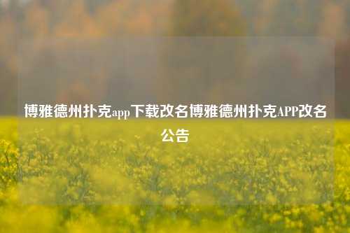 博雅德州扑克app下载改名博雅德州扑克APP改名公告