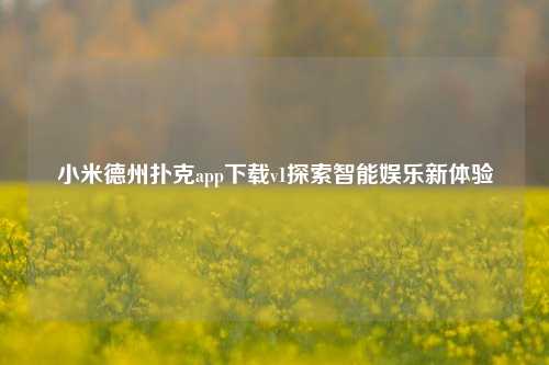 小米德州扑克app下载v1探索智能娱乐新体验