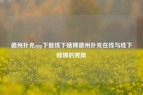 德州扑克app下载线下赌博德州扑克在线与线下赌博的界限