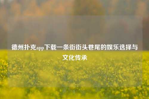 德州扑克app下载一条街街头巷尾的娱乐选择与文化传承