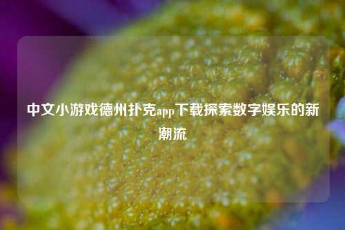 中文小游戏德州扑克app下载探索数字娱乐的新潮流