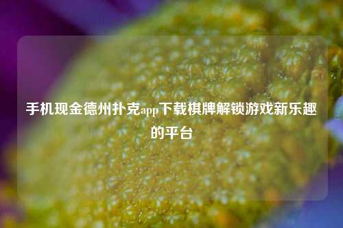 手机现金德州扑克app下载棋牌解锁游戏新乐趣的平台