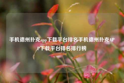 手机德州扑克app下载平台排名手机德州扑克APP下载平台排名排行榜
