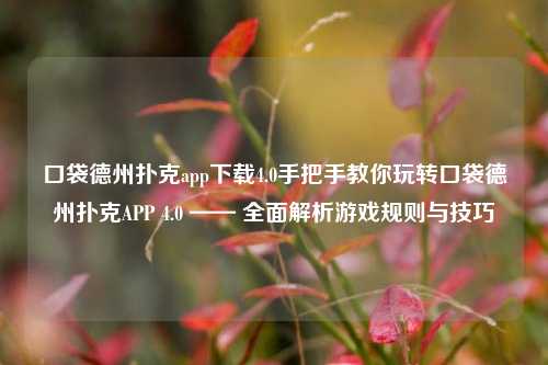 口袋德州扑克app下载4.0手把手教你玩转口袋德州扑克APP 4.0 —— 全面解析游戏规则与技巧