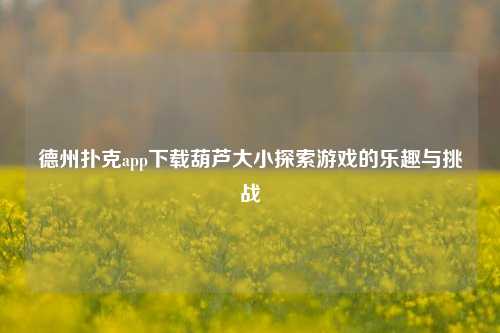 德州扑克app下载葫芦大小探索游戏的乐趣与挑战