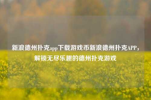 新浪德州扑克app下载游戏币新浪德州扑克APP，解锁无尽乐趣的德州扑克游戏