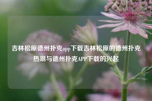 吉林松原德州扑克app下载吉林松原的德州扑克热潮与德州扑克APP下载的兴起